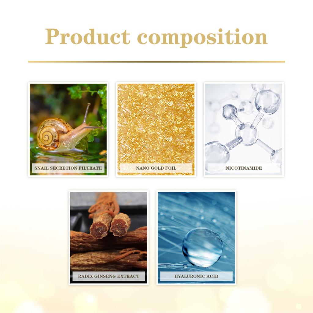 Эссенция для лица с 24-каратным золотом Увлажняет, смягчает, разглаживает морщины, глубоко очищает, сужает поры, осветляет кожу