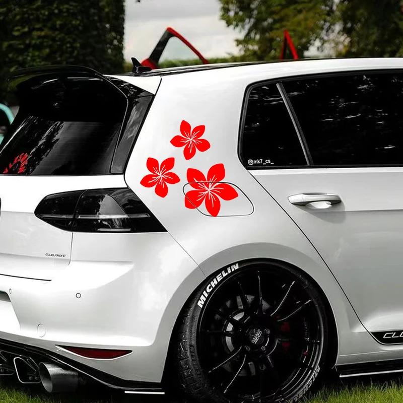 3Pcs Various Colors Pretty Flower Car Decals For Auto Rear Window Bumper Body Helmet Cover Scratches Water-Repellent Blossom Decals
