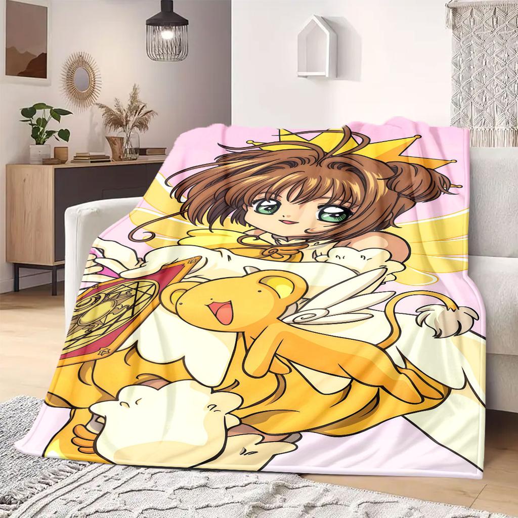 Cardcaptor Sakura Premium Print Flannel Blanket, Cartoon Decorative Throw for Couch, Soft Bedroom Bedding, Ideal for Travel_LIAN