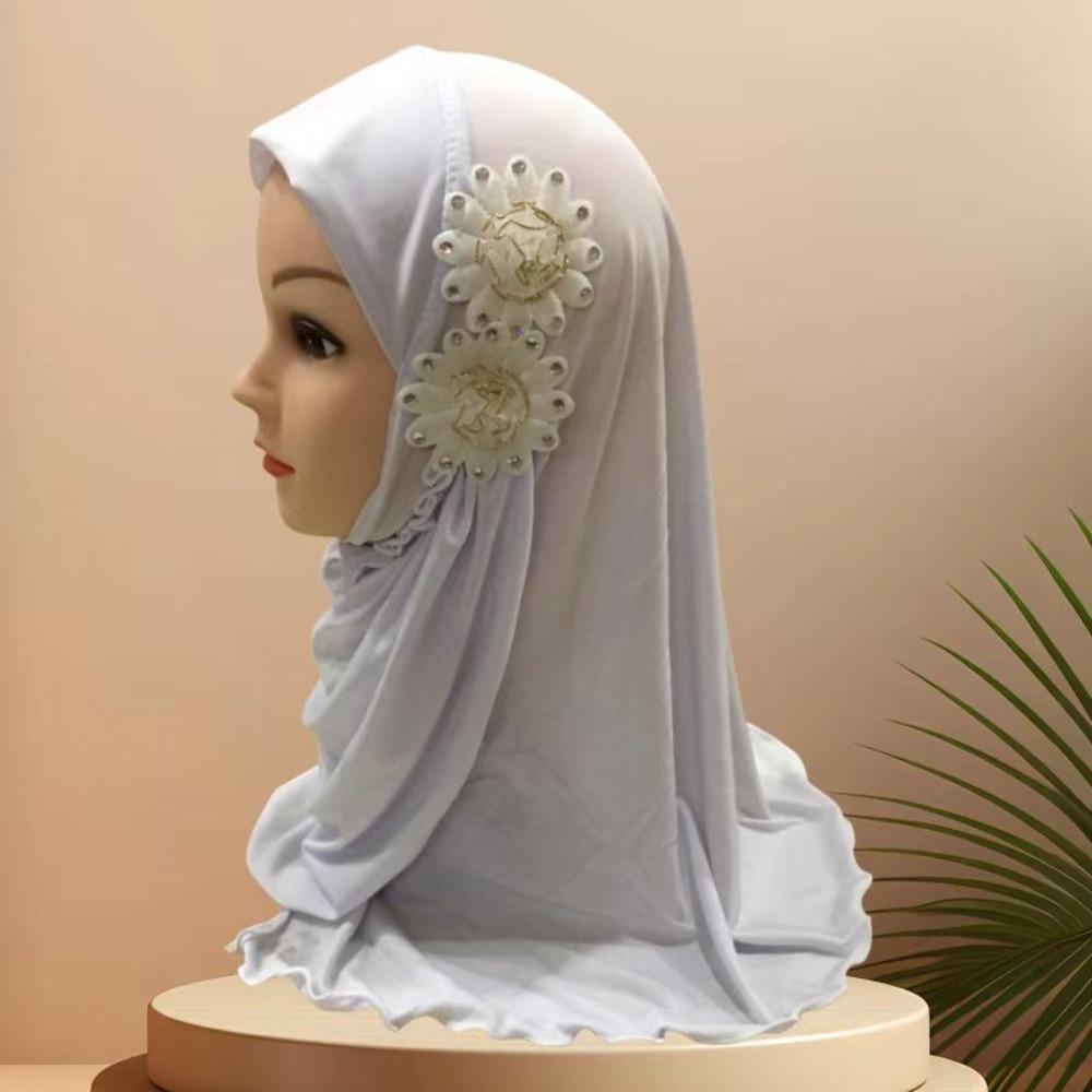 Эластичные детские хиджабы 50 см Исламские шарфы шали Девочки Мусульманский хиджаб Молитвенная шапочка Для девочек от 2 до 7 лет