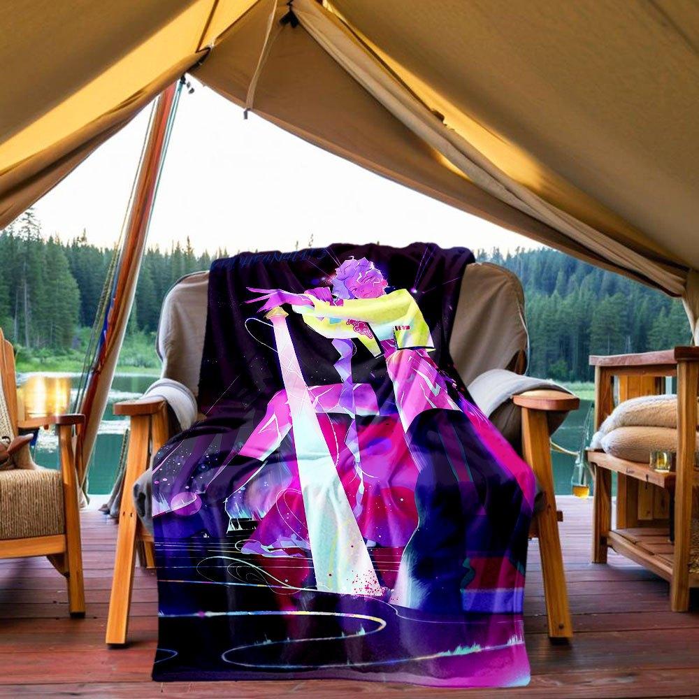 "Vivid Neon Fashion: Colorful Jacket with Abstract Print"Blanket Lightweight Flannel Throw Blanket for Sofa, Bed, Travel, Camping, Livingroo