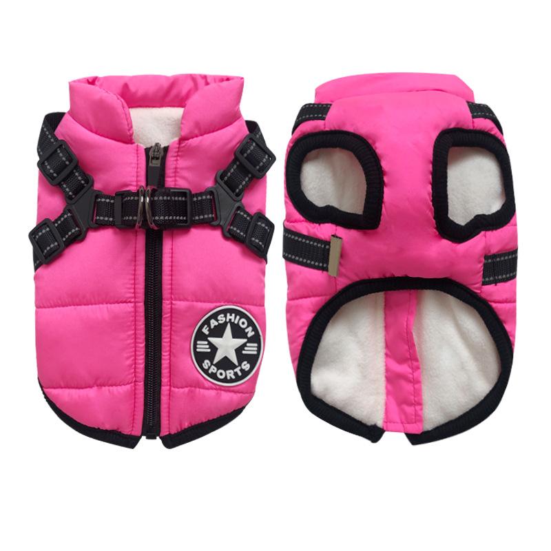 Осенне-зимнее хлопковое пальто для собак, толстый жилет на груди и спине, цельная одежда