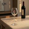 Luxury Glassware for Parties Red Wine Glass with Roses And Green Leaves Decorated, Clear Exquisite Rose Design Goblet Decorative Glass,
