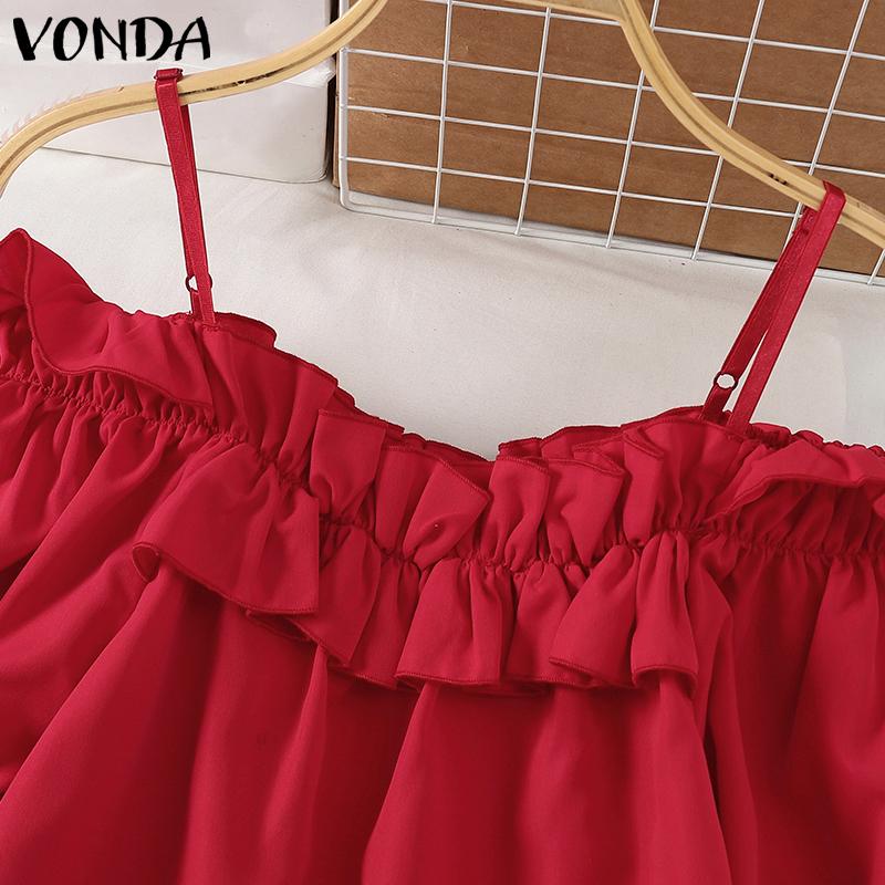 VONDA Женские летние блузки Bubble с короткими рукавами и оборками на открытых плечах