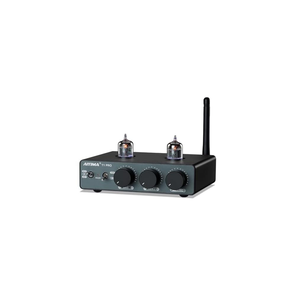 Aiyima T1PRO Digital Vacuum Tube Bluetooth Preamp QCC3040 NE3255P Replaceable Opamp with Bass Treble Control