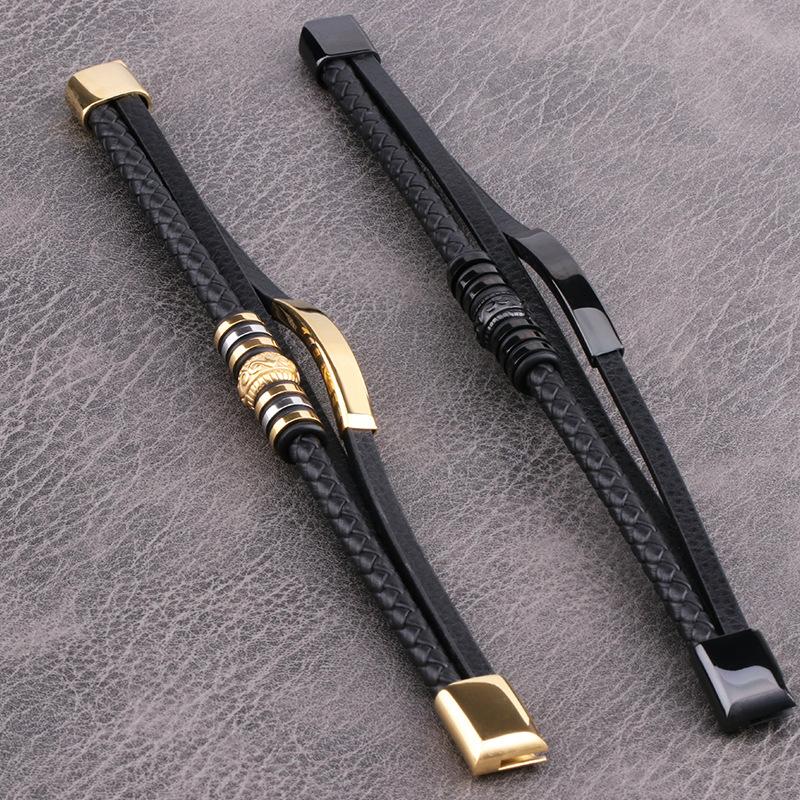 Кожаный браслет из нержавеющей стали для мужчин, ювелирные браслеты, подарок для мальчиков