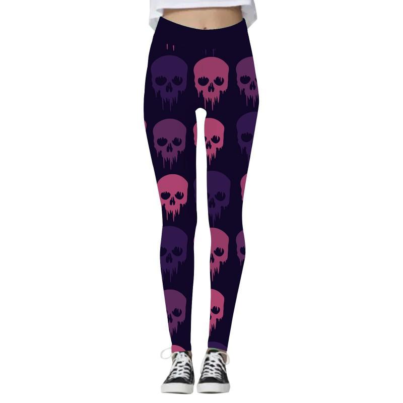 Halloween Womens Yoga Pants 3D Print Pumpkin Skeleton Slim Fit Stretch Workout Leggings