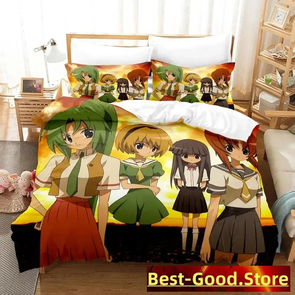 Higurashi no Naku Koro Ni Комплект постельного белья Печатный комплект для кровати с наволочкой пододеяльником Мягкий Односпальный Двуспальный Queen Super King Размер