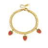 316L Stainless Steel Cute Fruit Strawberry Charm Bracelet For Women Girl Fashion New Trendy Jewelry Party Gift