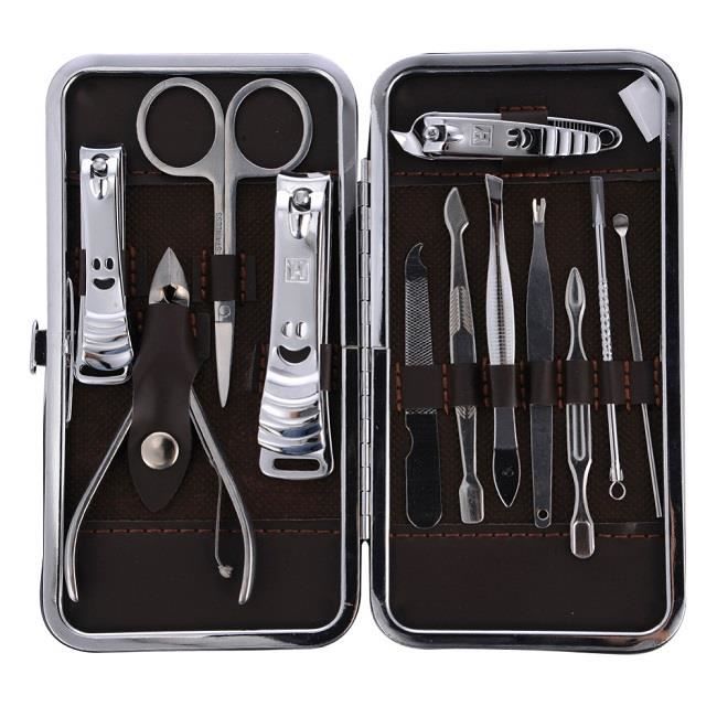 SIMPLISIM: Set Trousse Manucure 12 Pièces Pedicure Manicure Kit Coupe Ongles Pince comédons