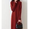 Pullover Casual Half-high Neck Solid Color Long Cashmere Sweater Dress for Women's Autumn and Winter New Knitted Straight Long Skirt
