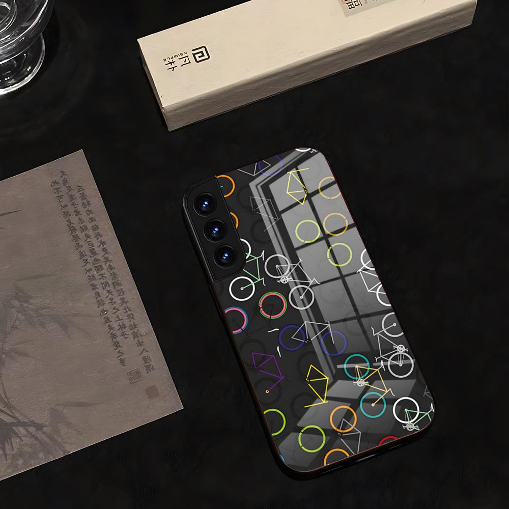 ЧЕХОЛ для телефона BIKE Cycling Art 2025 Стекло Горячий Для Samsung S 25 24 Ultra Plus Coach 23 22 21 20 A 34 54 53 Note20 M 54 Чехол