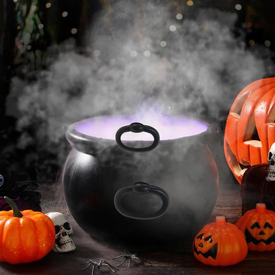 2Pcs Halloween Candy Bucket Large Witch Cauldron Black Plastic Kettle Halloween Pot Snack Container for Party Favors Cosplay Events