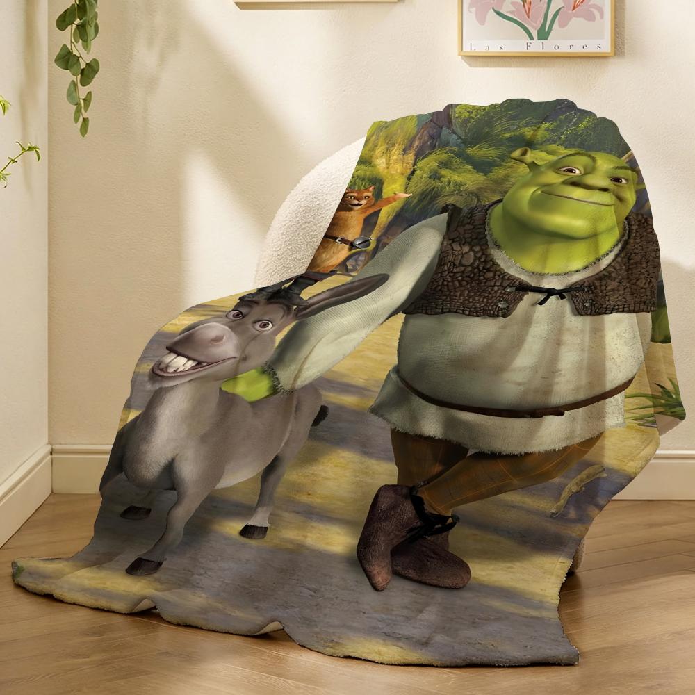 S-ShrekS Милое Забавное Плед Мягкий Фланелевый Плед, Легкий Дышащий Летний Плед Для Сна На Диван Дом Путешествия Уютный Декор