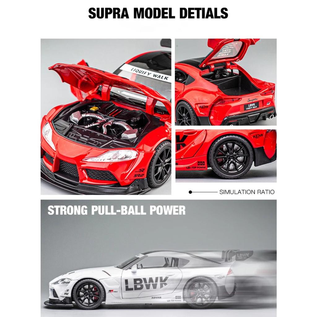 1/22 Toyota Supra GR LBWK Racing Car Toy Alloy Car Diecasts & Toy Vehicles Car Model Sound and Light Model Toys for Children