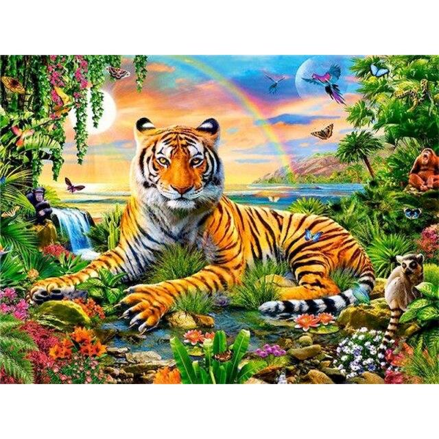 40x50 см тигр картина по номерам для взрослых DIY наборы ручная роспись животное на холсте картина маслом рисунок раскраска по номеру с рамкой
