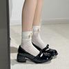 Japanese Girl Skirt Socks Wear Mary Jane Shoes Women Bow Bright Leather Small Leather Shoes Wear High Heels