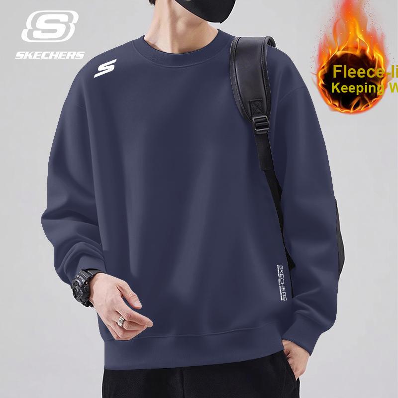 Skechers Осенне-зимний флисовый теплый с длинным рукавом универсальный пуловер спортивная базовая футболка толстовка мужская толстовка Odyssey-Gray P425M233-026R
