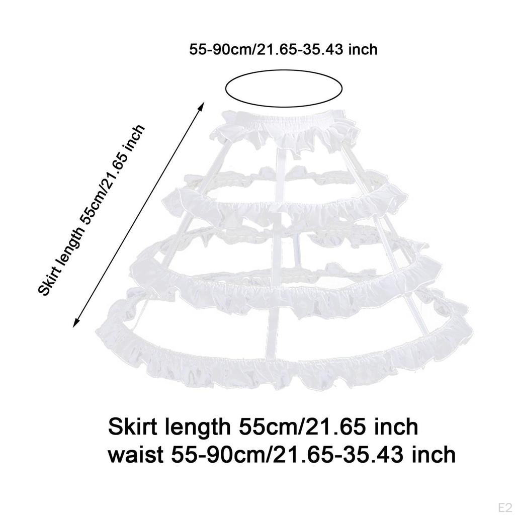 3 Hoops Skirt Petticoat Elastic Waistband Crinoline Pannier for Gown