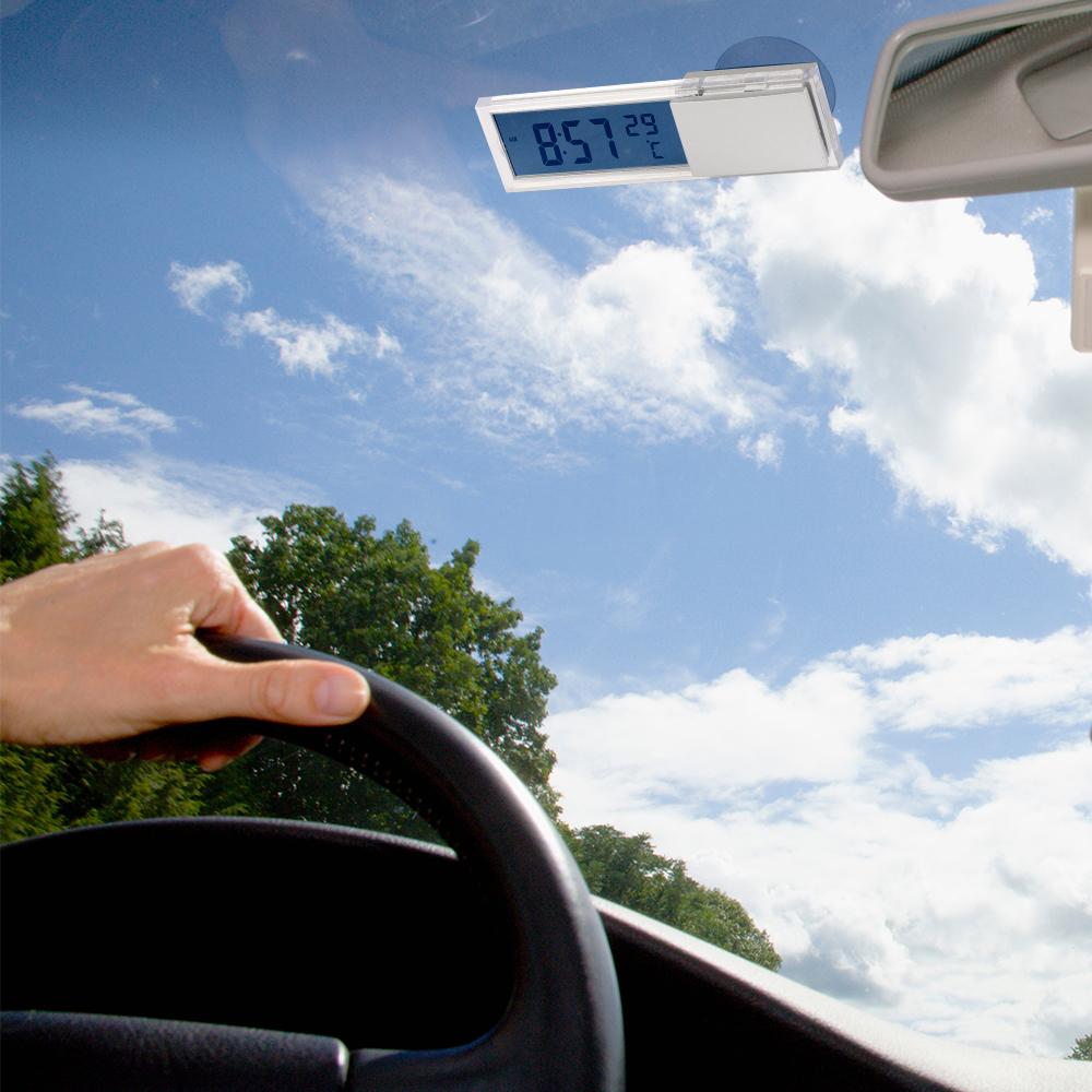 Автомобильные электронные часы термометр ЖК-дисплей время и температура 2 в 1 присоска типа украшение для салона автомобиля аксессуары