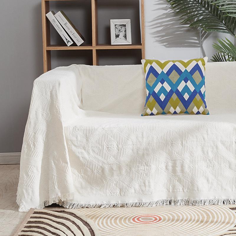 Cotton Linen Sofa Cover Blanket Solid Color Non-slip Sofa Towel for Living Room Furniture Decor Tapestry Couch Cover