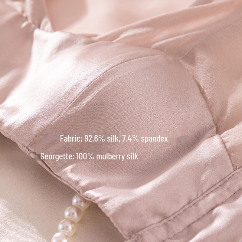 Бюстгальтер из шелка с треугольными чашками для женщин - легкий шелковичный атлас без содержания стали