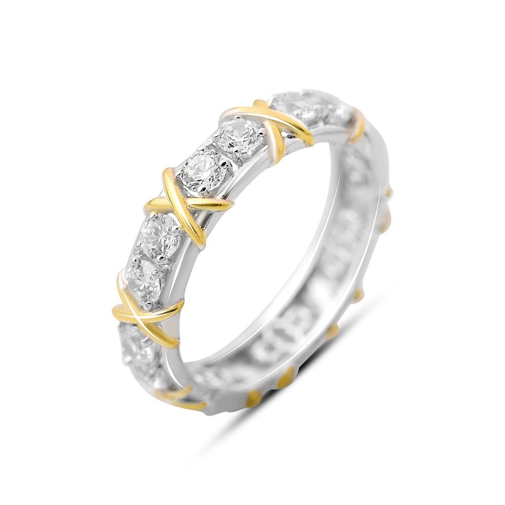 Серебряное кольцо с фианитами, вес изделия 3,73 гр (2176336)