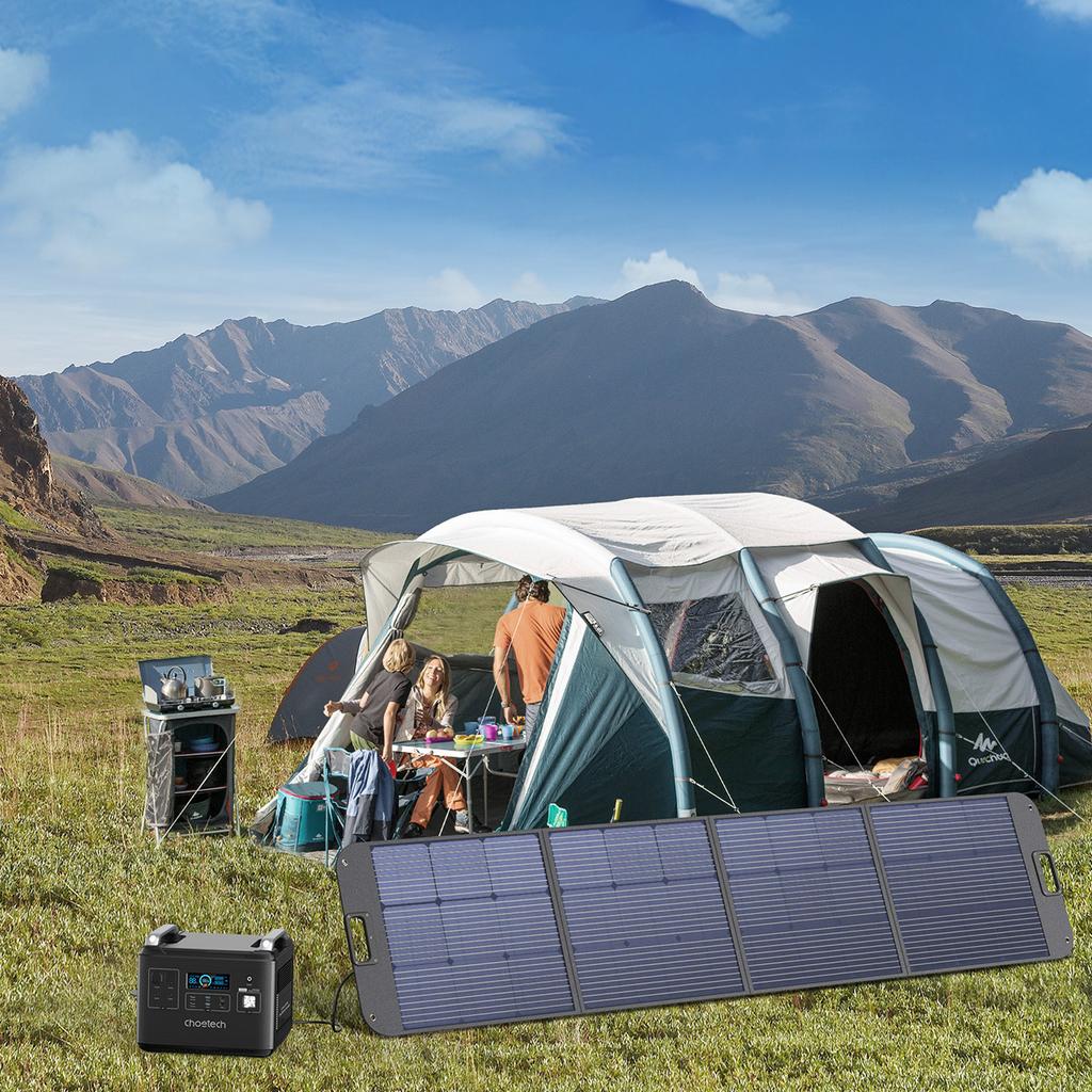 Солнечное зарядное устройство Choetech SC011 200 Вт, портативная солнечная панель - черный