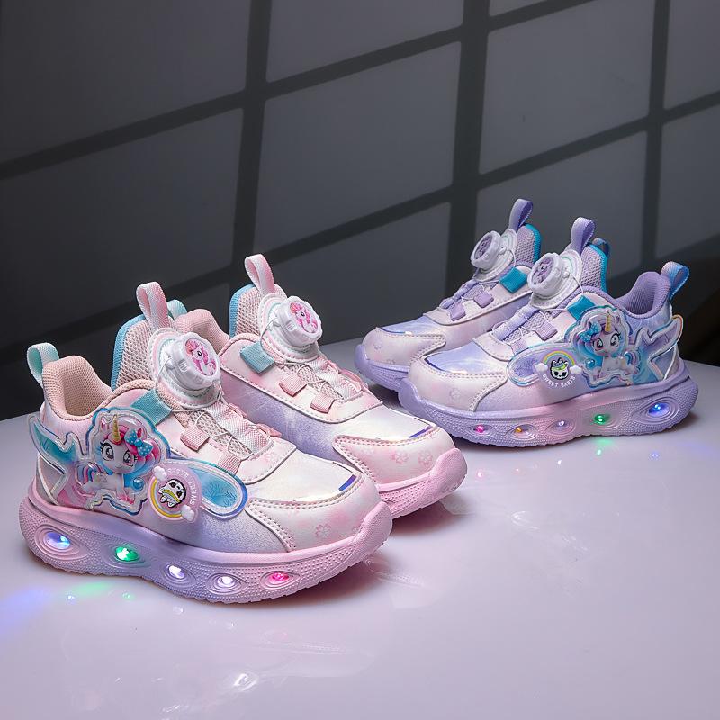 Children's light-up sneakers, new summer styles, fleece-lined for warmth, girls' shoes, lightweight running shoes for toddlers and young children