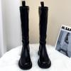 Slenderizing Knight Boots: 2025 New Season High-Top Knee-High Slimming Boots with Back Zipper and Thin Sole.