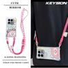 KEYSION Crossbody Strap Phone Case for Infinix Note 40 5G Cute Cartoon Long Lanyard Mirror Shockproof Cover for Infinix Note 40 5G