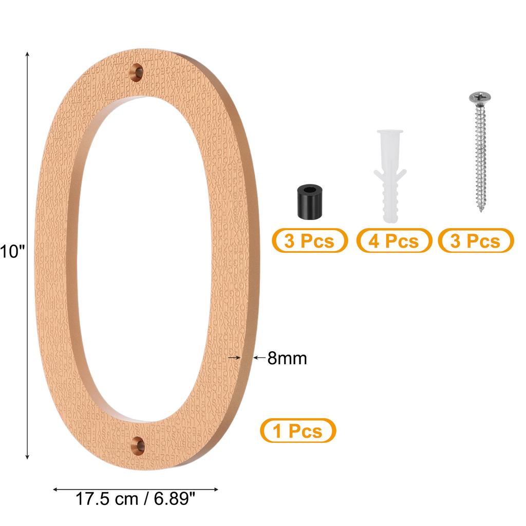 10-дюймовый номер дома, табличка с номерами адреса дома, большая плавающая современная, с винтами для наружной двери, стены улицы, золото, 0-9