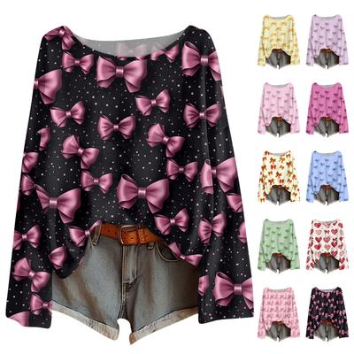 Рубашки с длинным рукавом для женщин, футболки с принтом, блузки, повседневные базовые топы больших размеров, пуловер, повседневная туника, рубашка свободного кроя