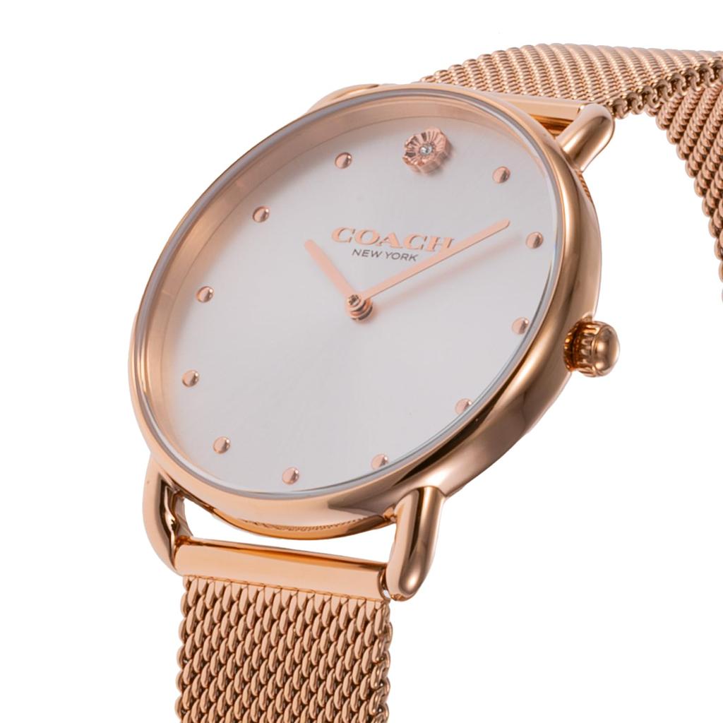 Watch ELLIOT Stainless Steel Mineral Glass Quartz Daily Waterproof 14504209 Pink Gold [Coach] Women's [Item]