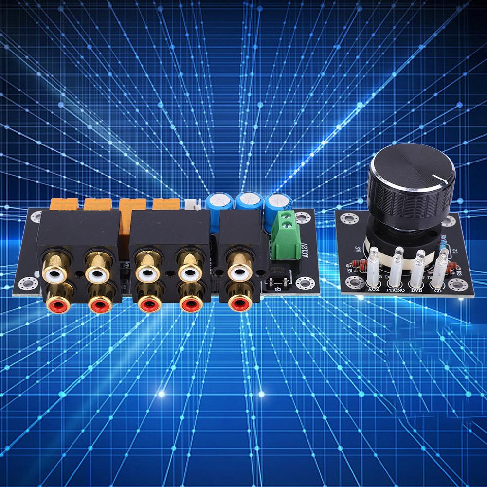Плата выбора аудиосигнала, 4-канальная плата переключения аудиовходов, селектор входов переменного тока 12~15 В