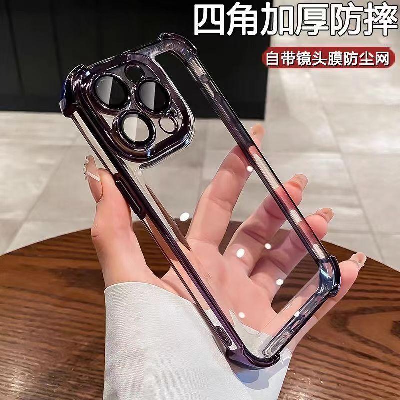 Роскошный ударопрочный чехол для телефона для iPhone 16 15 11 12 13 14 Pro Max Xs XR 7 8 Plus 6s 16e Пленка для объектива Бампер Прозрачный Воздушный чехол
