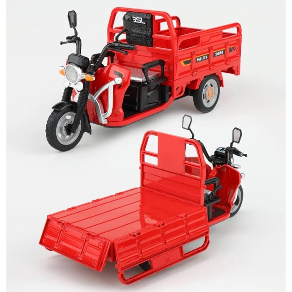 1/12 Электрический трехколесный велосипед Модели машин Игрушки Литой металлический корпус мотоцикла Резиновые шины Звук Свет инерционный механизм Игрушки Подарки для детей