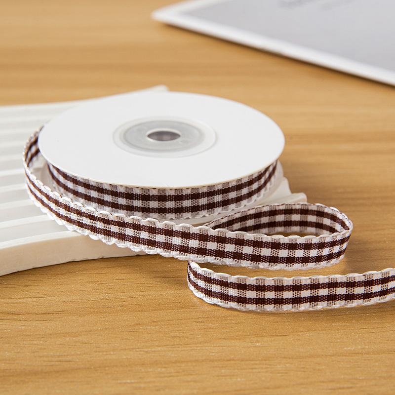 10yards/Roll Wave Edge Candy-Colored Plaid Ribbon 1CM Lace Checkered DIY Hair Accessories Gift Cake Box Decor Bouquet Bow