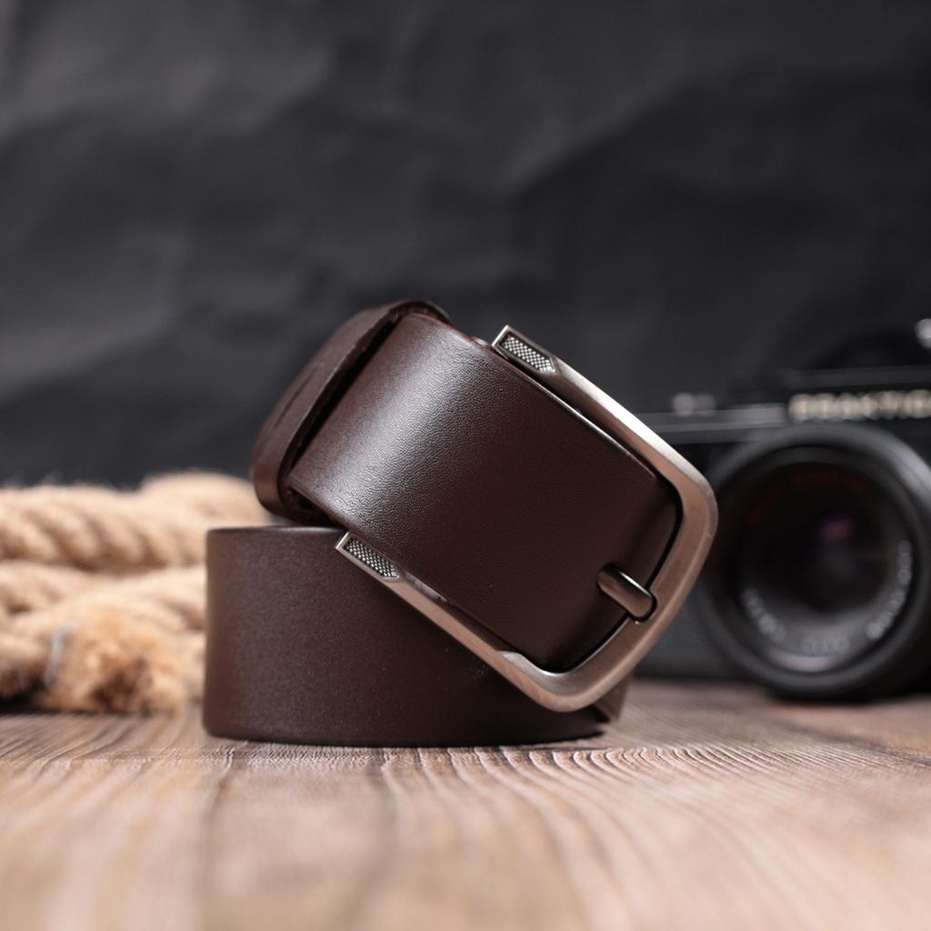 Стильный мужской ремень Vintage Belt 20805 из натуральной кожи 115x3.8 см Коричневый