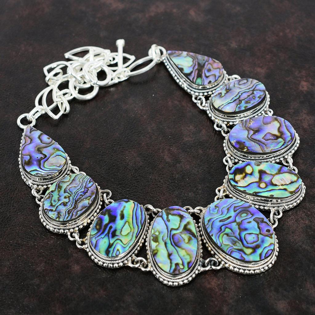 Ожерелье из драгоценных камней в виде ракушки абалона, ювелирное изделие из стерлингового серебра 925 пробы, регулируемое ожерелье из цепочки, подарок для жены, ювелирные изделия ручной работы