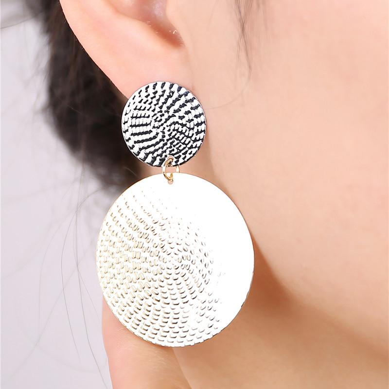 Uneven Alloy Dangle Earrings for Female Hyperbolic Big Round Pendants Punk Ear Jewelry Metal Earrings for Women pendientes