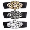Women's Elegant Wide Elastic Belt with Crystal Accent – Versatile and Available In Three Colors
