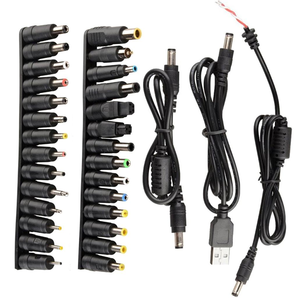 Универсальный набор разъемов питания для ноутбука, 28 штук, набор адаптеров-наконечников, вилки и адаптеры для блоков питания с кабелем для различных моделей