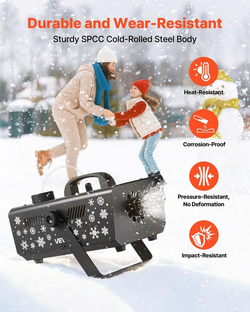 Snow Machine, Powerful 650W Handheld/Hanging Fake Snow Maker, Snowflake Making Machine with Portable Handle, Outdoor & Indoor Artificial Snowflake