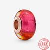 Новые бусины из стерлингового серебра S925 Murano с красным оранжевым градиентом, подходят для модного браслета, женские бусины Diy