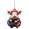 Festive Pig Cartoon Acrylic Pendant Cute Christmas Decoration For Interiors Vehicle