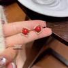 Женские французские ретро серьги с красным жемчугом 2024 года - Серебро S925, Простой дизайн