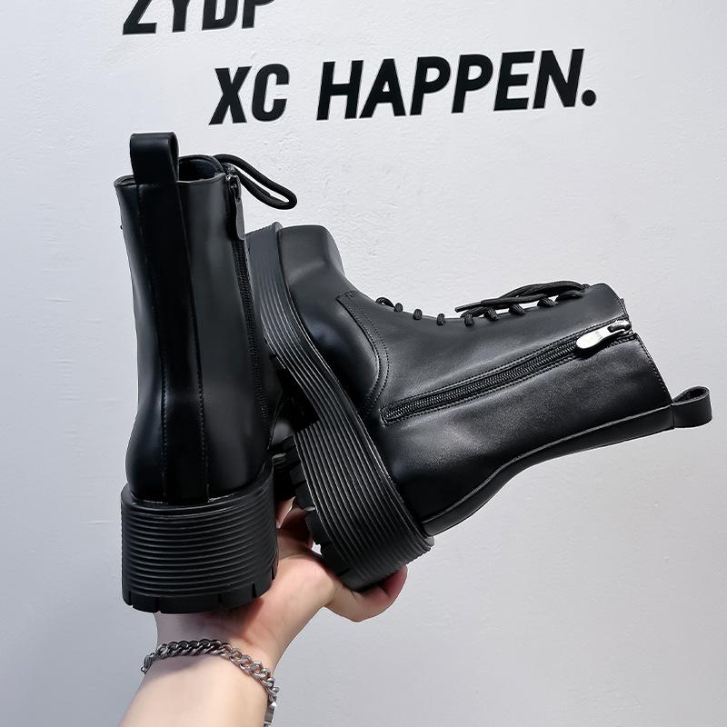 Ins британский стиль квадратная головка Martin сапоги мужские на платформе высокие ботинки-сигареты Chelsea модные мужские сапоги 8119-A