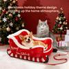 Christmas Sleigh Pet Bed Funny Fluffy Santa Sleigh Dog Bed Detachable Plush Pet Sofa Bed with Non-Slip Base for Cats Dogs Holiday Decor