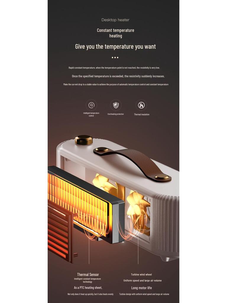 European Standard Portable Desktop Fan Heater for Quick Heating
